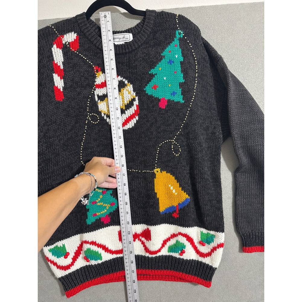 Vintage Ugly Christmas Sweater Beaded Holiday 20W Grannycore plus party black - Picture 2 of 11